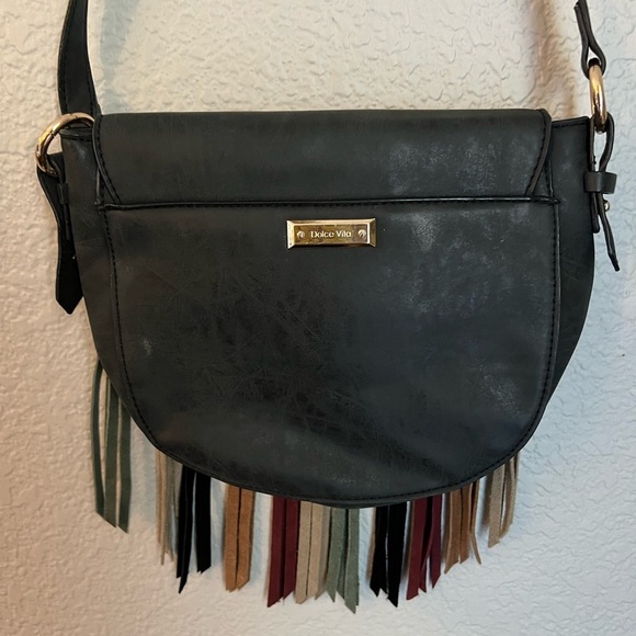 Dolce Vita crossbody mixed color fringe adjustable strap gold hardware - Picture 9 of 10